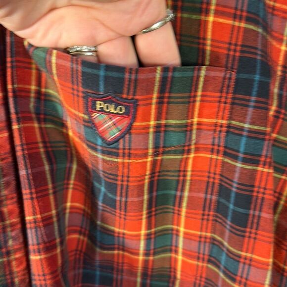 Ralph Lauren Chest Crest Red Plaid Cotton Shirt Size M Medium Long Sleeve - Picture 2 of 7